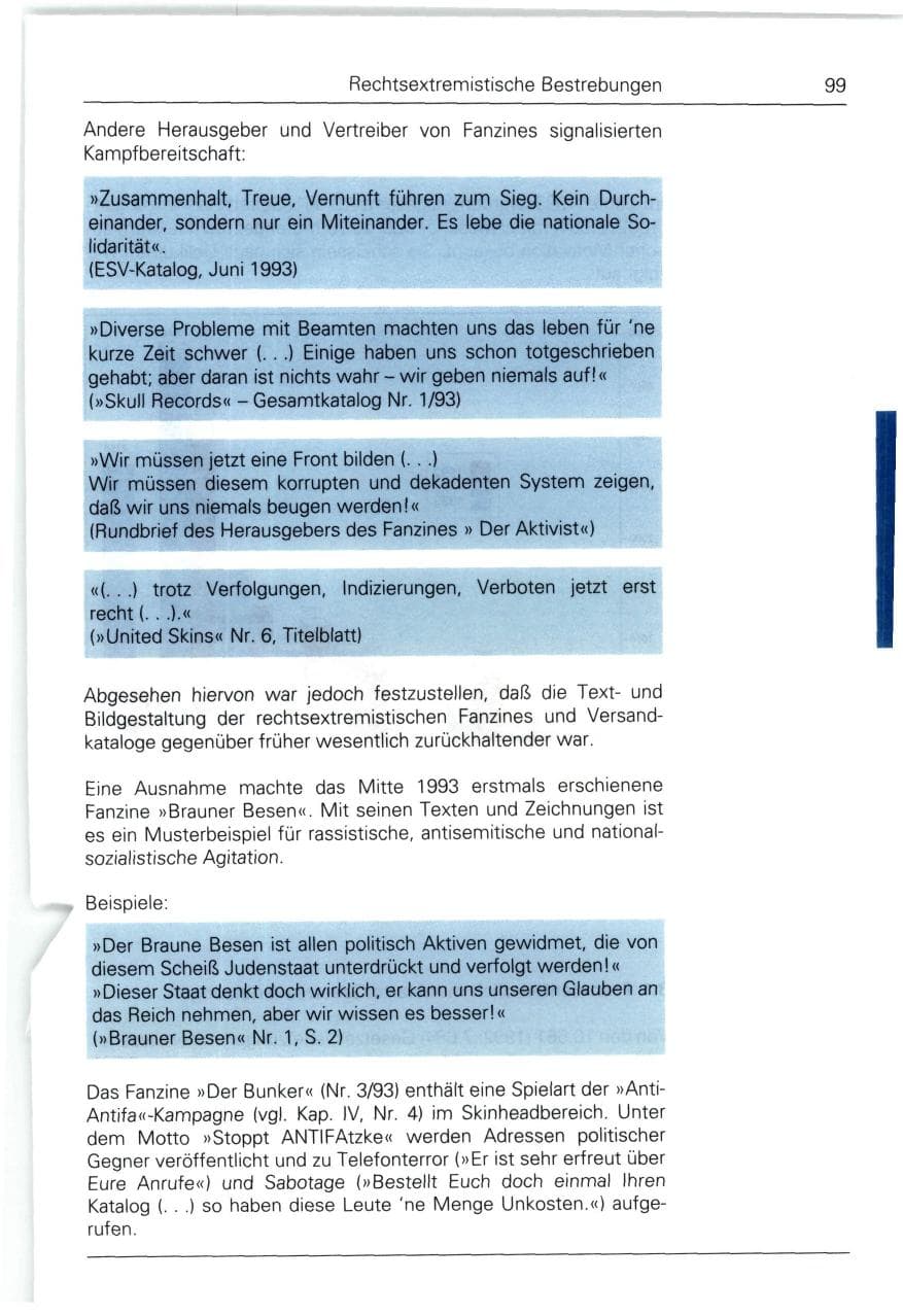Seite 99 des Verfassungsschutzbericht 1993 Bund