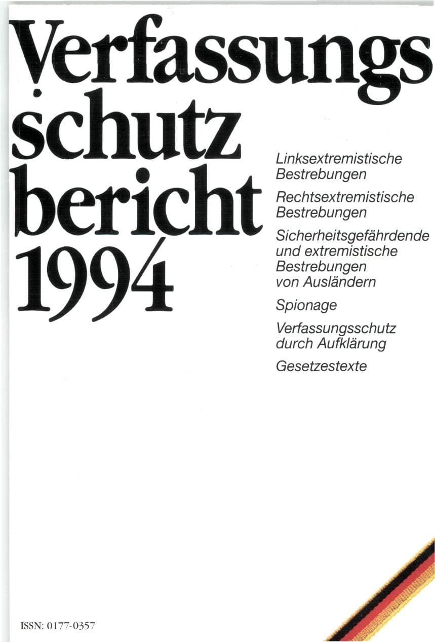 Seite 1 des Verfassungsschutzbericht 1994 Bund