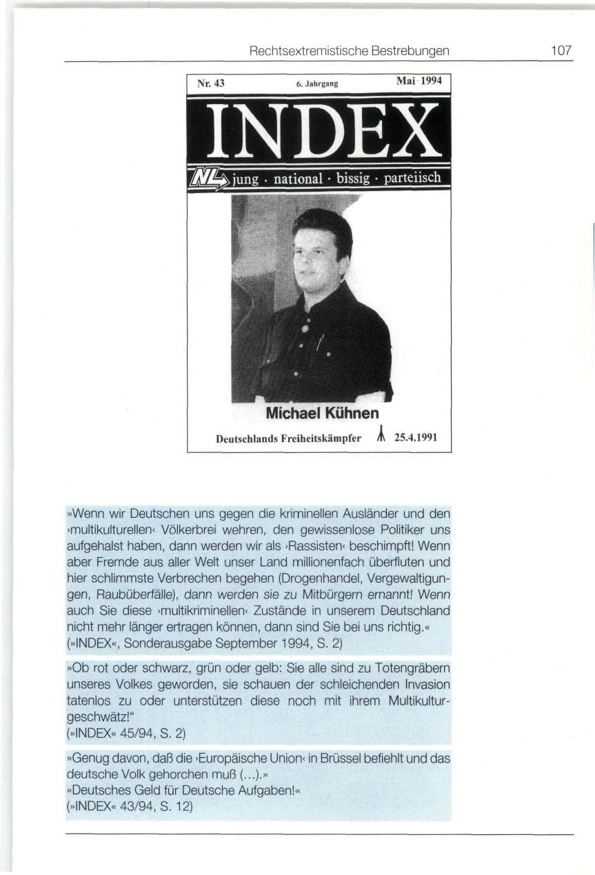 Seite 107 des Verfassungsschutzbericht 1994 Bund