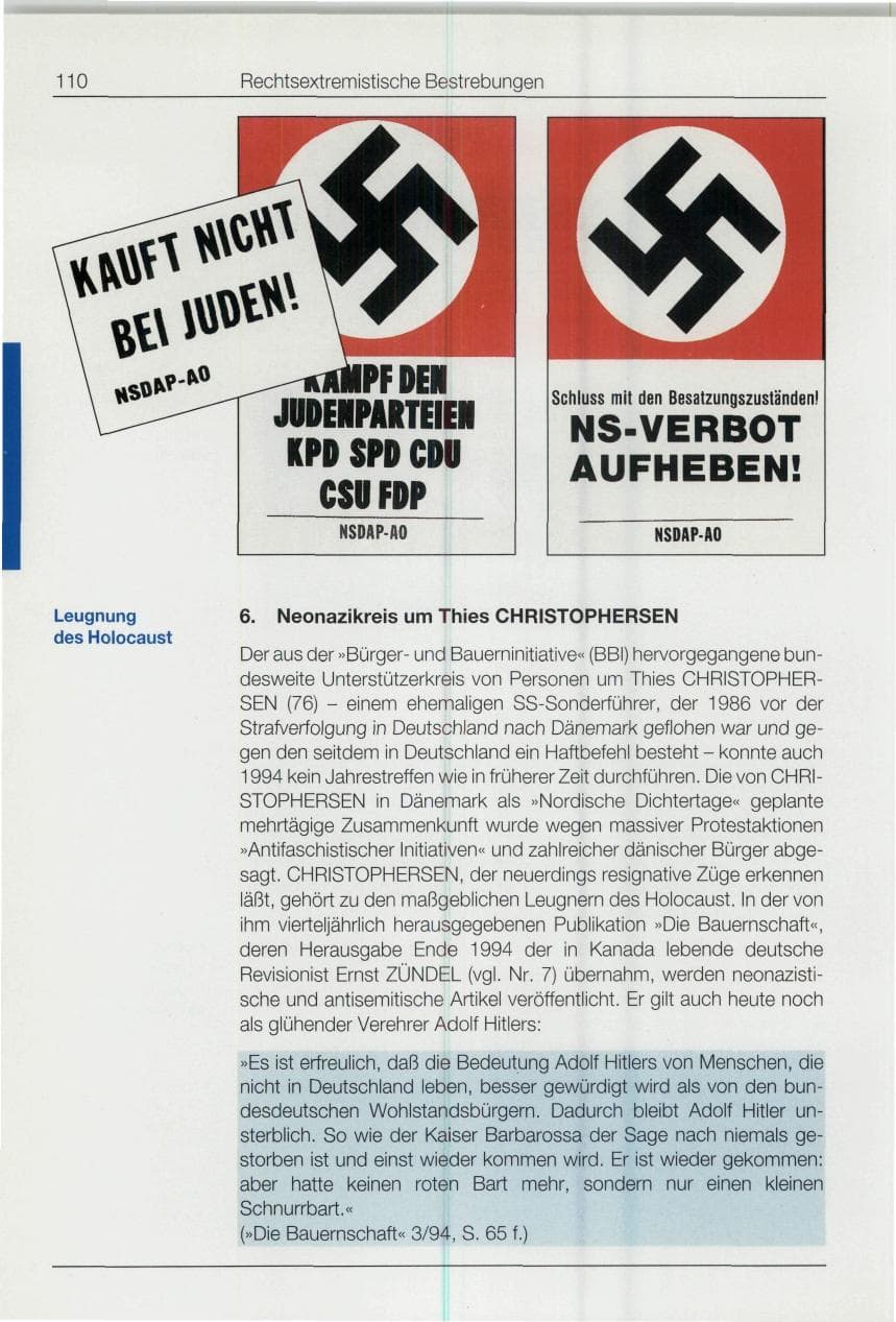 Seite 110 des Verfassungsschutzbericht 1994 Bund