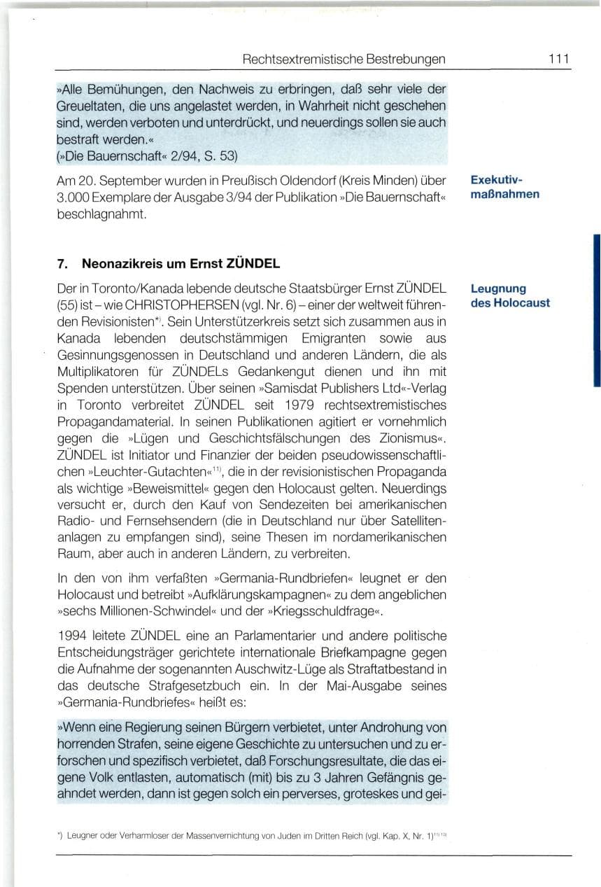 Seite 111 des Verfassungsschutzbericht 1994 Bund