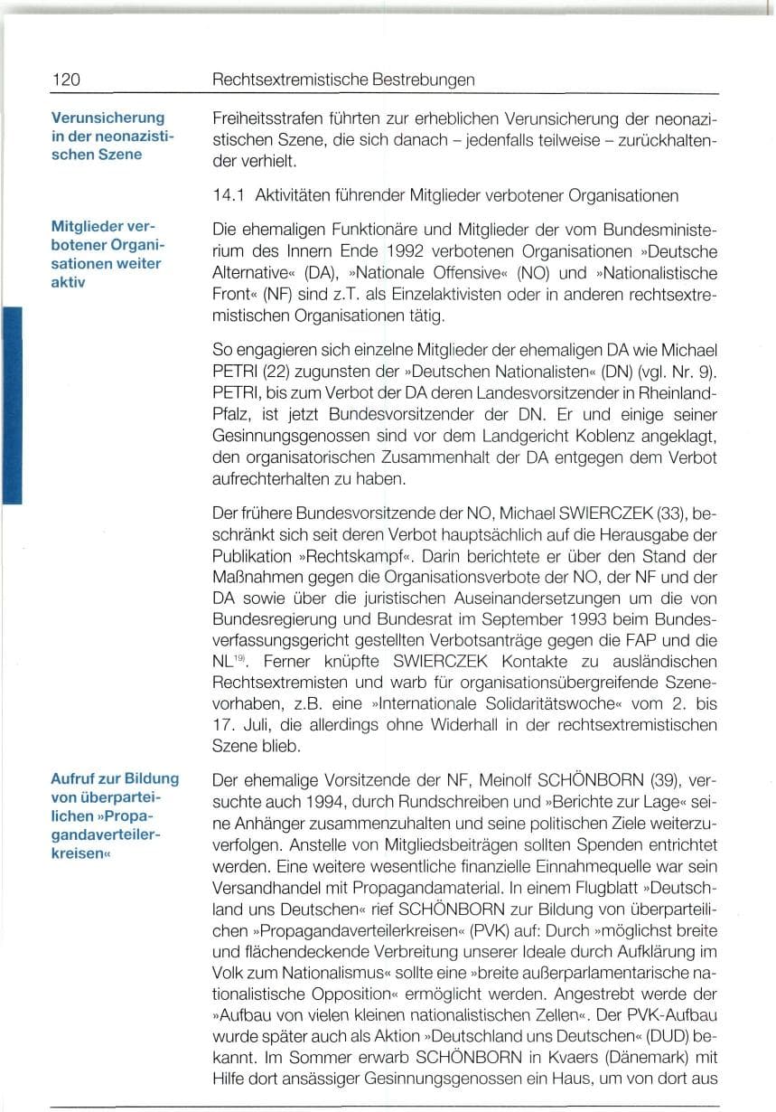 Seite 120 des Verfassungsschutzbericht 1994 Bund