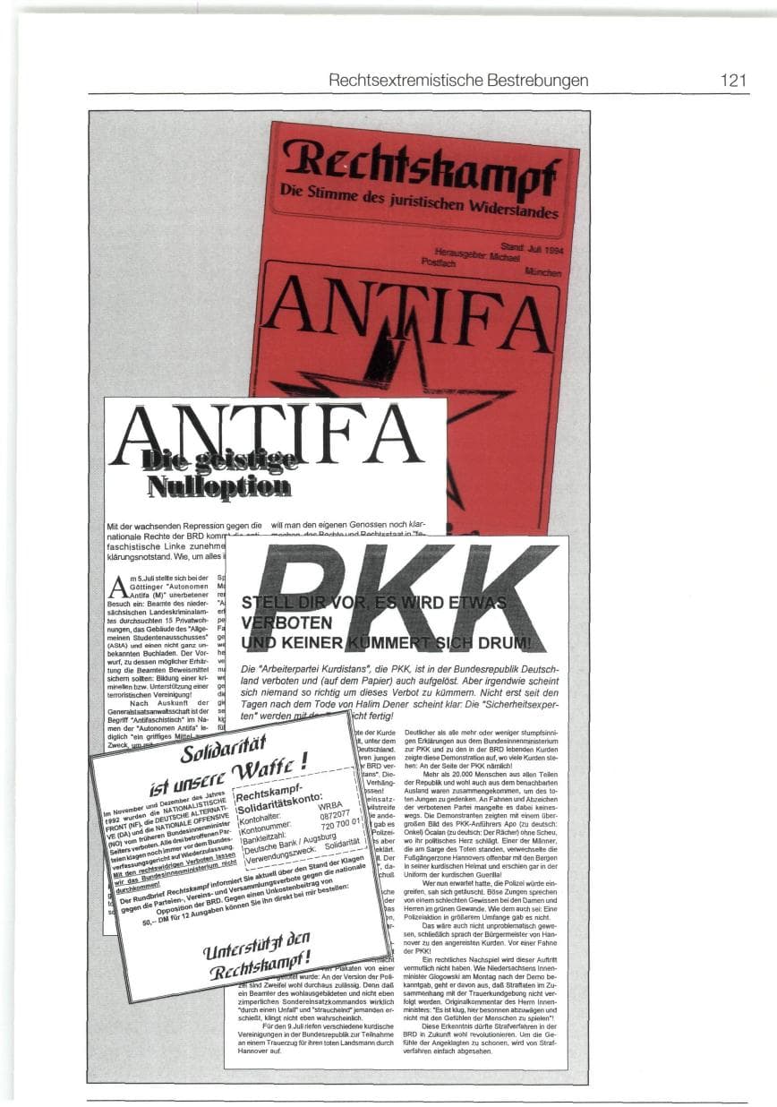 Seite 121 des Verfassungsschutzbericht 1994 Bund