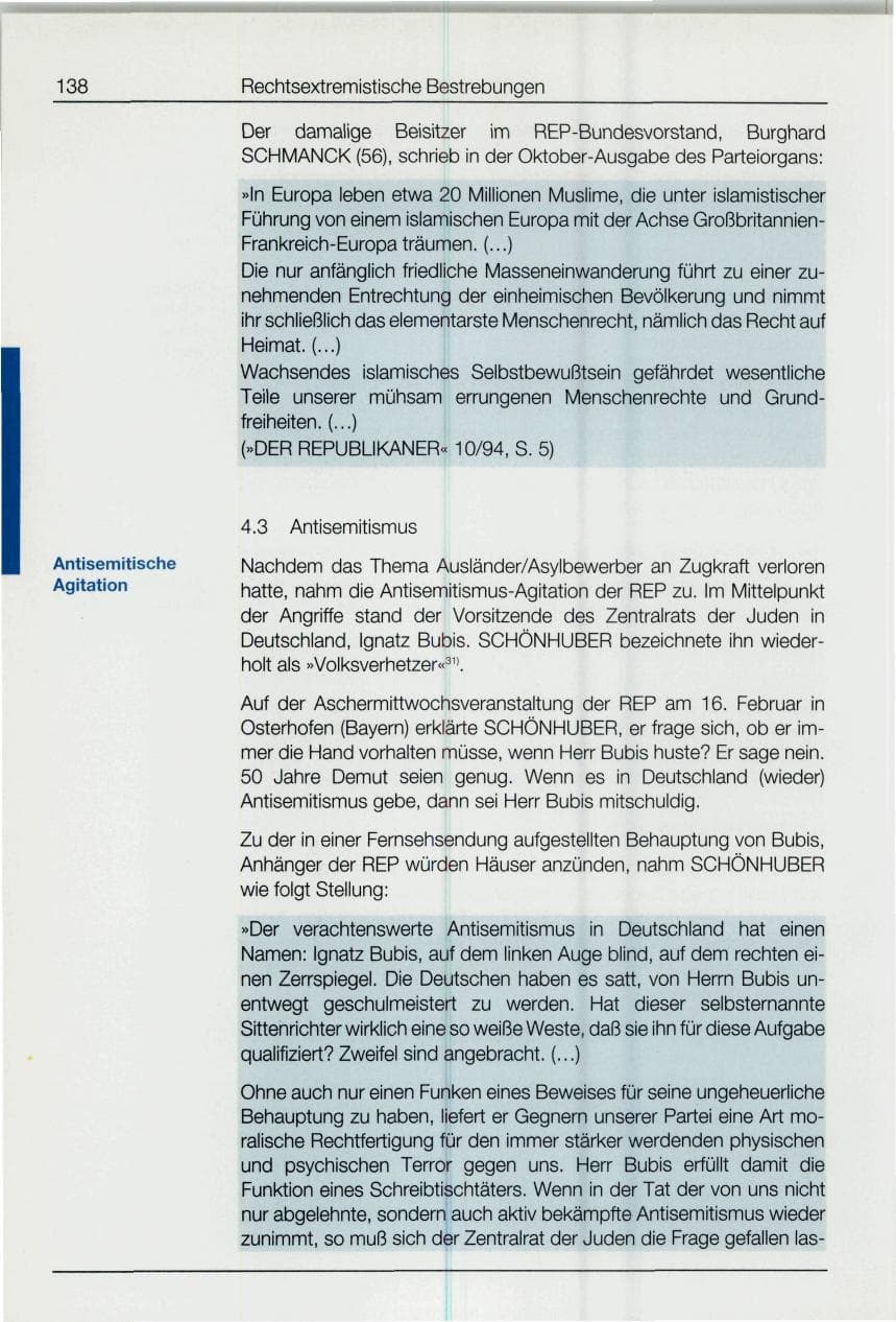 Seite 138 des Verfassungsschutzbericht 1994 Bund