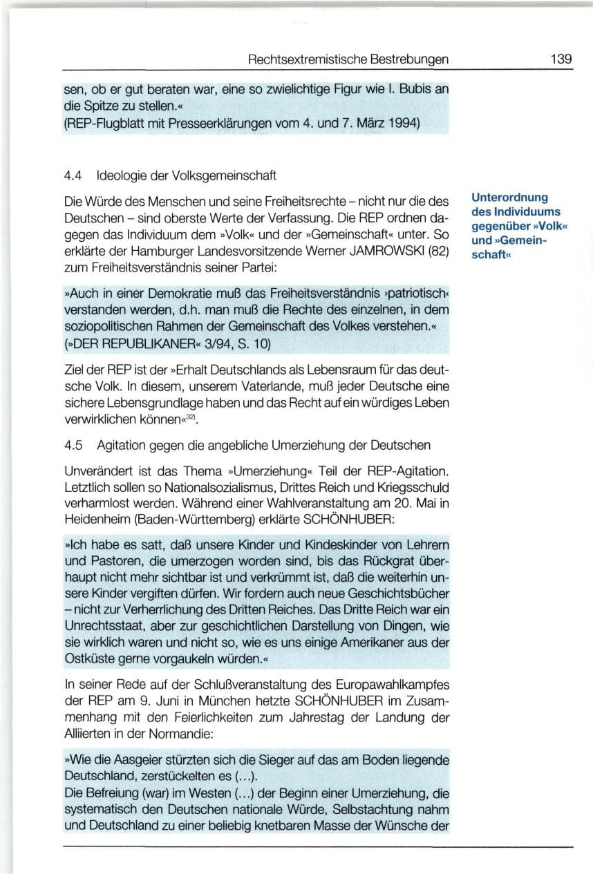 Seite 139 des Verfassungsschutzbericht 1994 Bund