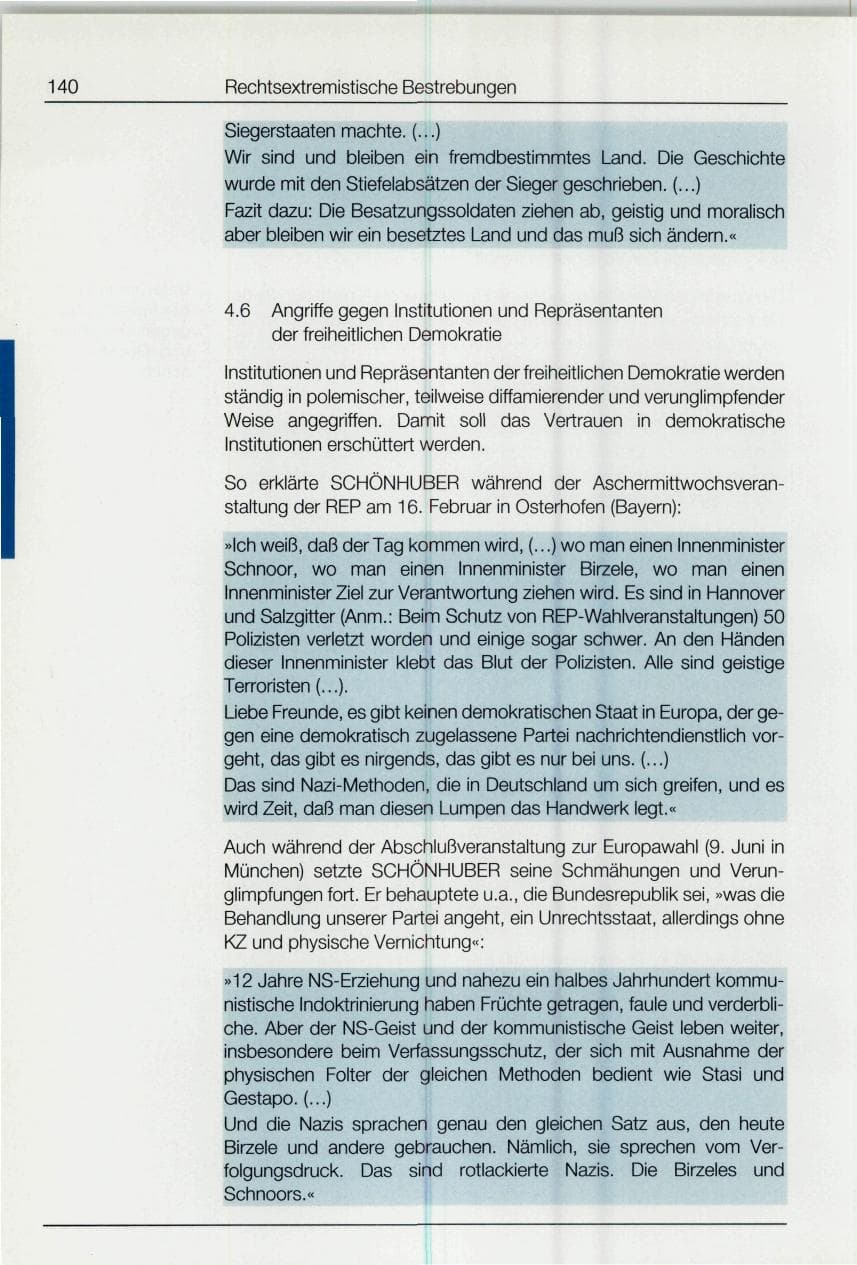 Seite 140 des Verfassungsschutzbericht 1994 Bund