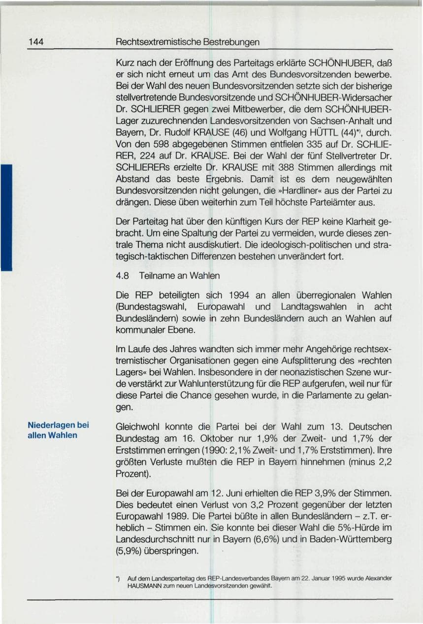 Seite 144 des Verfassungsschutzbericht 1994 Bund