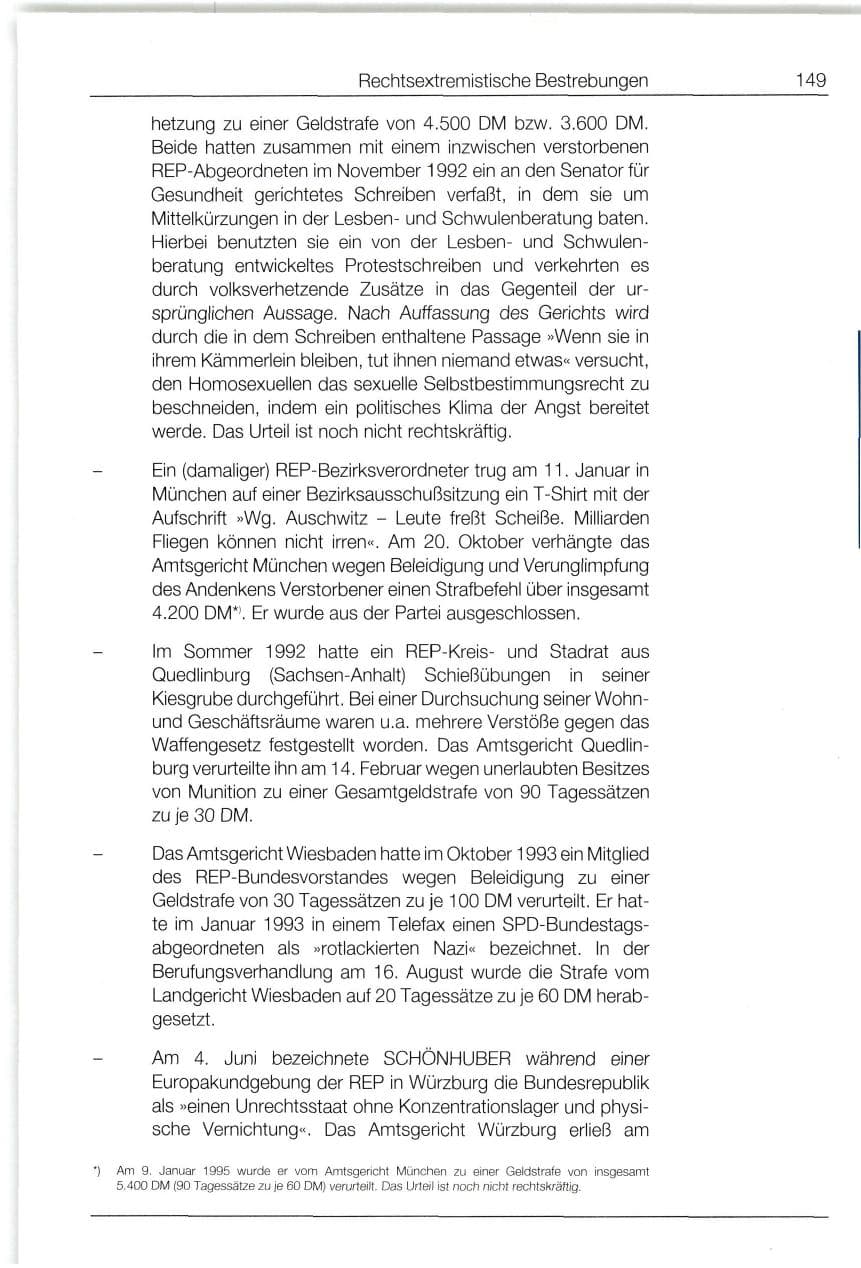Seite 149 des Verfassungsschutzbericht 1994 Bund