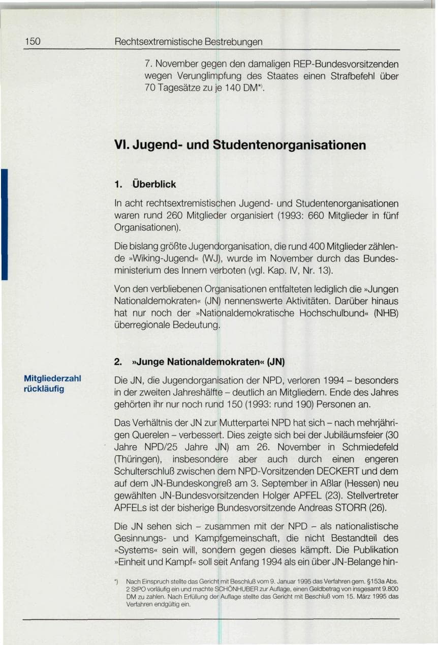 Seite 150 des Verfassungsschutzbericht 1994 Bund