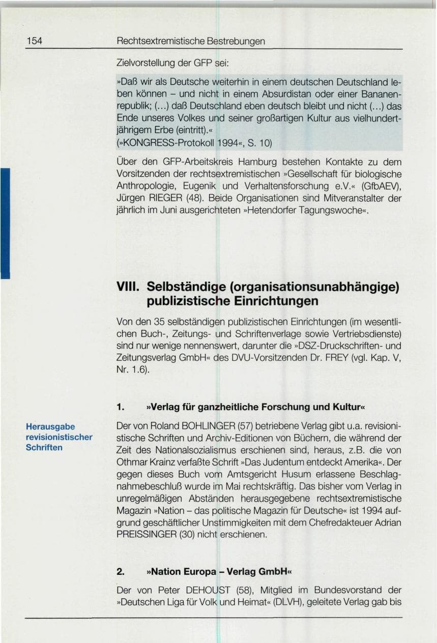Seite 154 des Verfassungsschutzbericht 1994 Bund