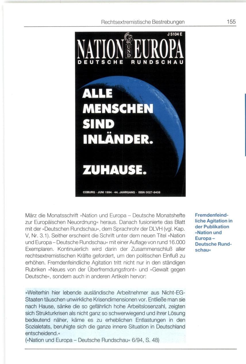 Seite 155 des Verfassungsschutzbericht 1994 Bund