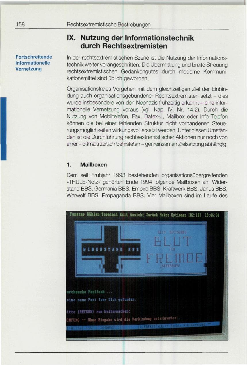 Seite 158 des Verfassungsschutzbericht 1994 Bund