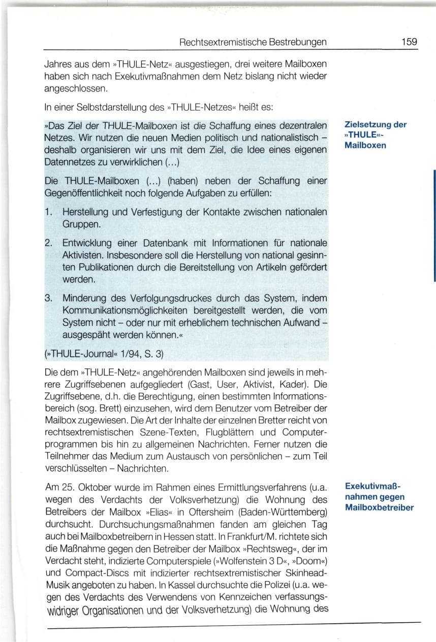 Seite 159 des Verfassungsschutzbericht 1994 Bund