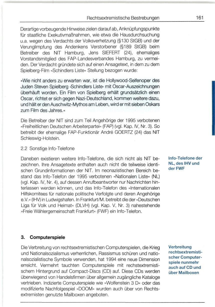 Seite 161 des Verfassungsschutzbericht 1994 Bund