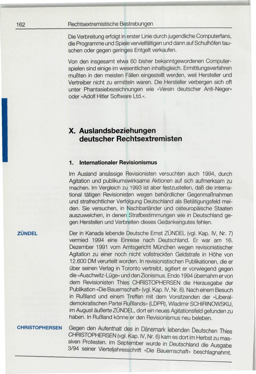 Seite 162 des Verfassungsschutzbericht 1994 Bund