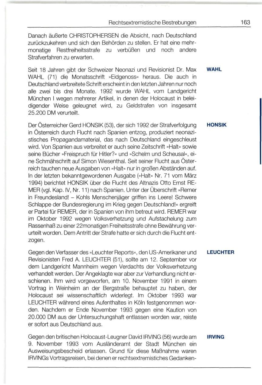 Seite 163 des Verfassungsschutzbericht 1994 Bund