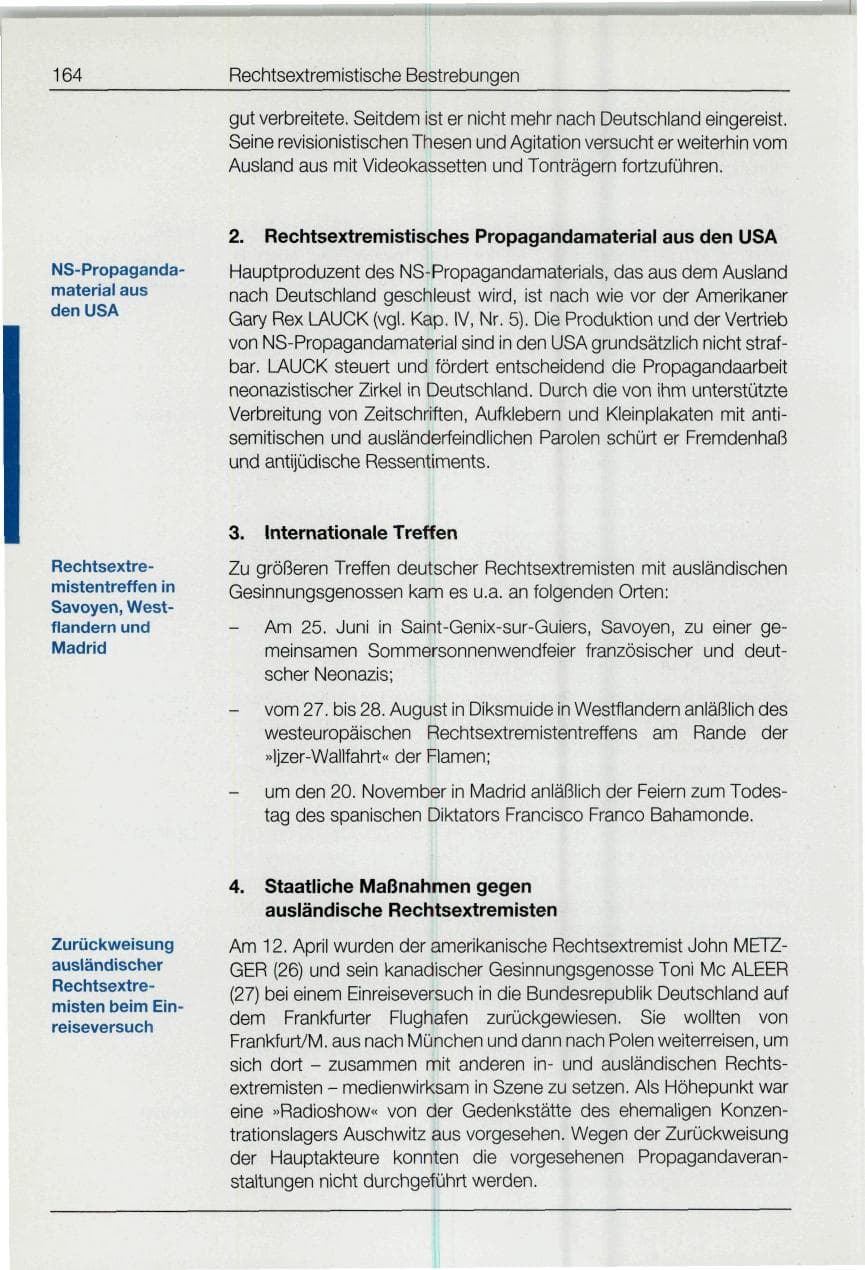 Seite 164 des Verfassungsschutzbericht 1994 Bund
