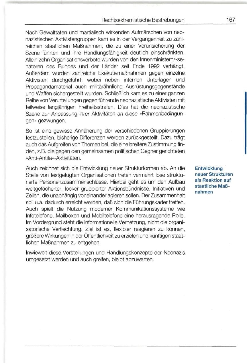 Seite 167 des Verfassungsschutzbericht 1994 Bund