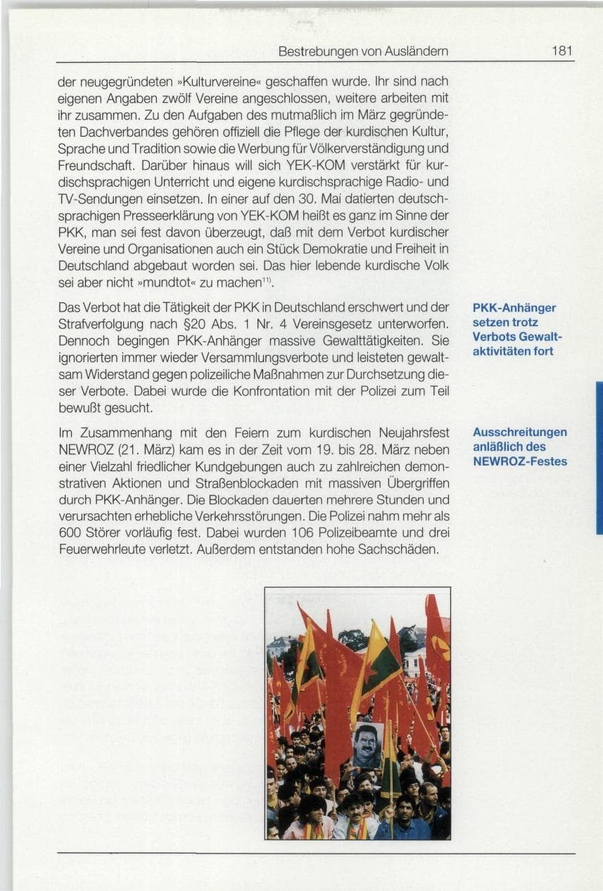 Seite 181 des Verfassungsschutzbericht 1994 Bund
