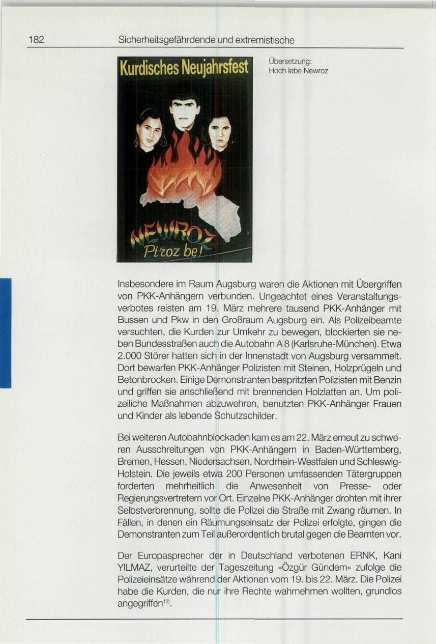 Seite 182 des Verfassungsschutzbericht 1994 Bund