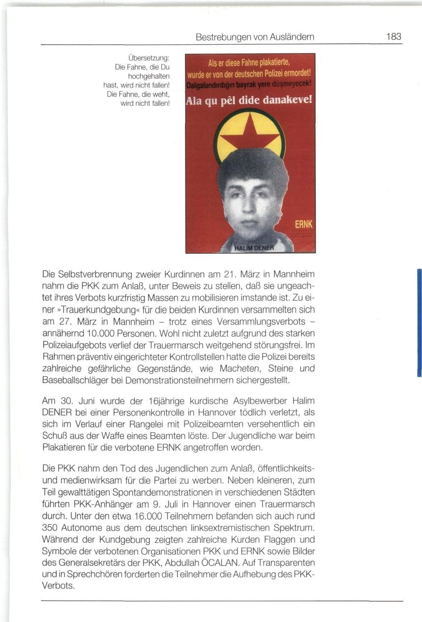 Seite 183 des Verfassungsschutzbericht 1994 Bund