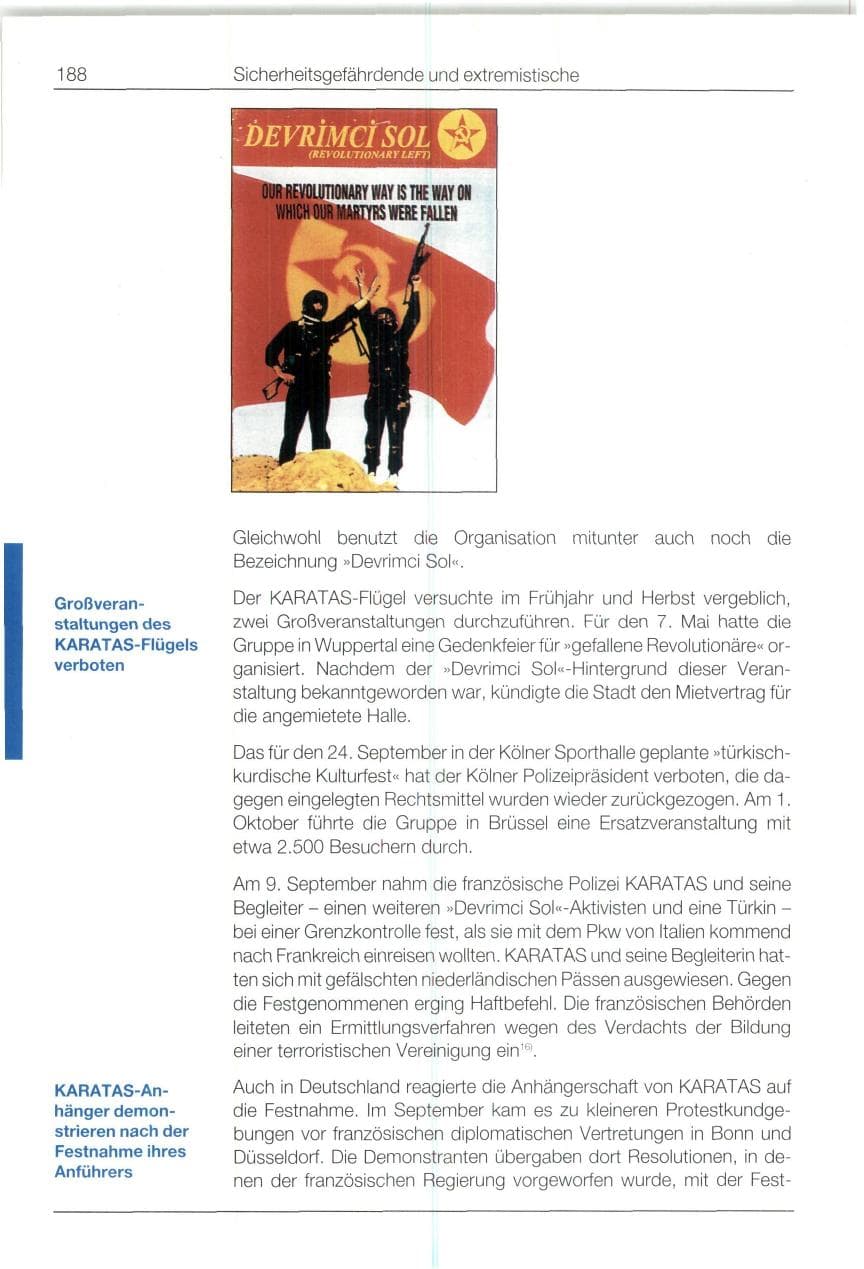 Seite 188 des Verfassungsschutzbericht 1994 Bund