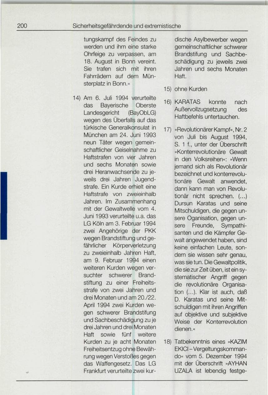 Seite 200 des Verfassungsschutzbericht 1994 Bund