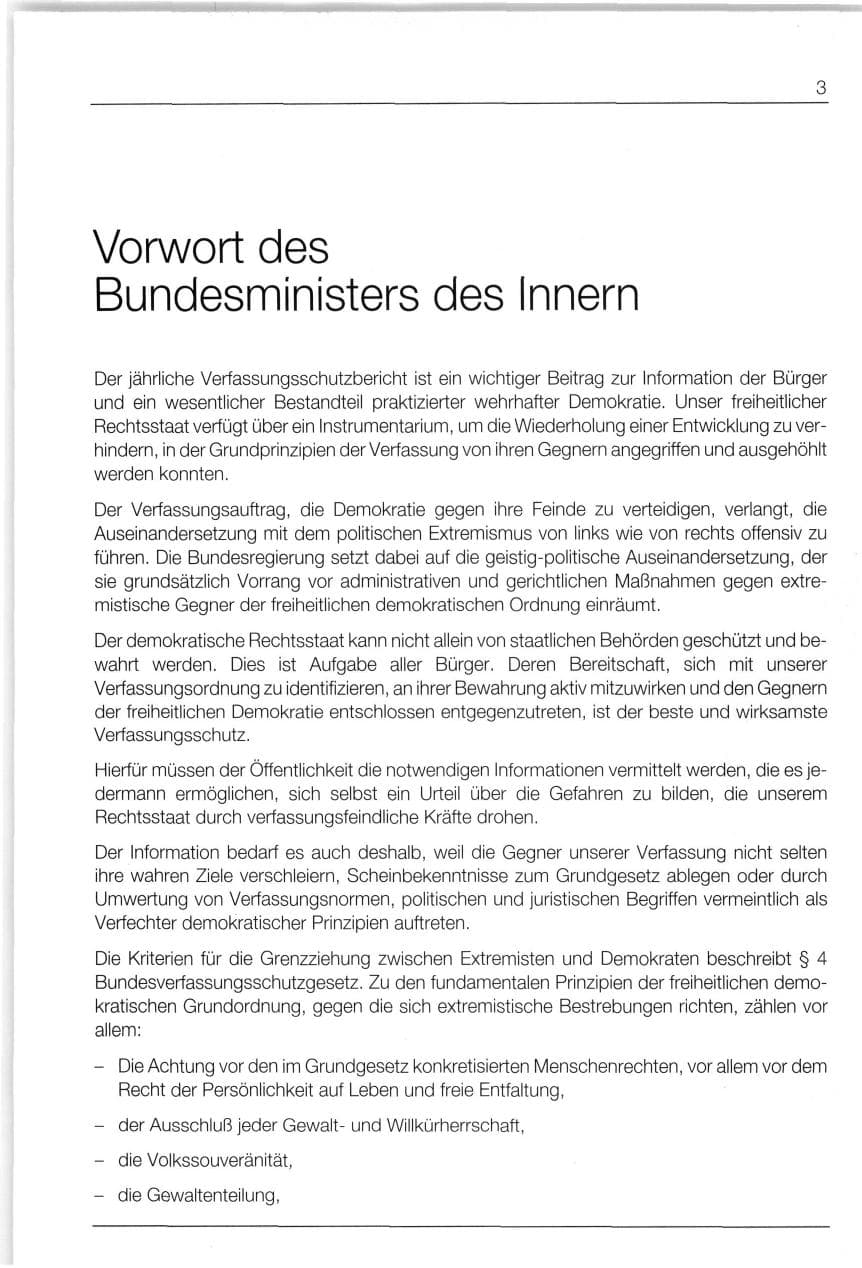 Seite 3 des Verfassungsschutzbericht 1994 Bund