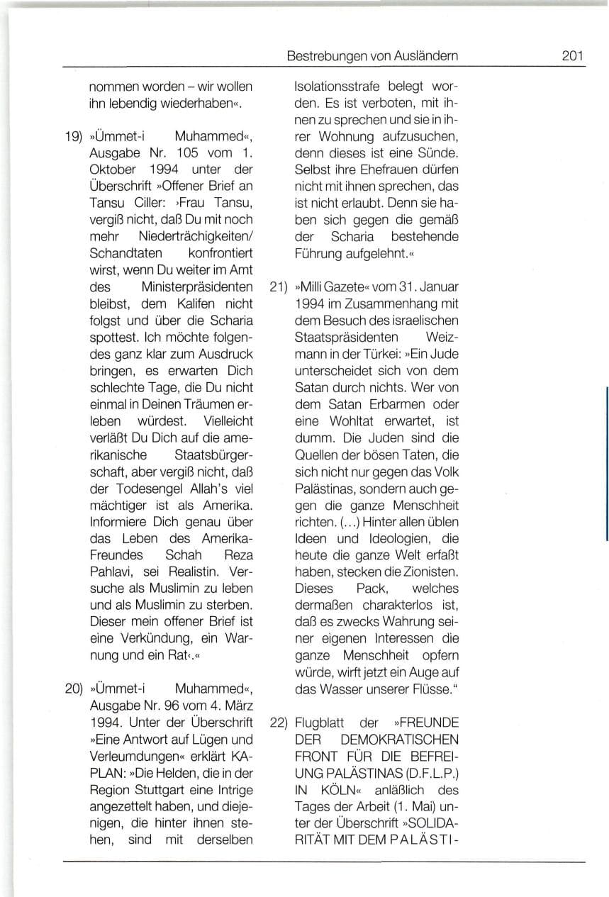 Seite 201 des Verfassungsschutzbericht 1994 Bund