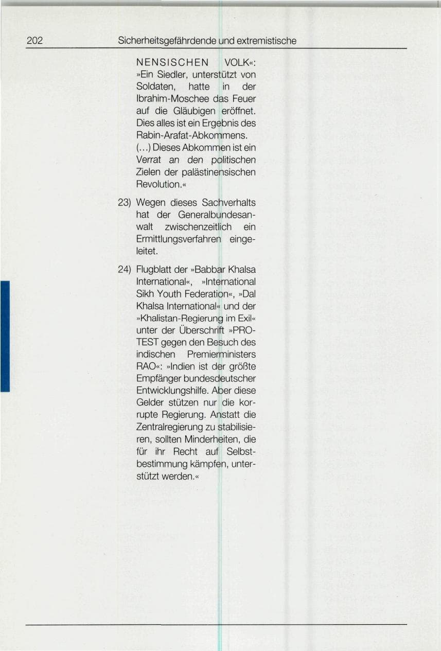 Seite 202 des Verfassungsschutzbericht 1994 Bund