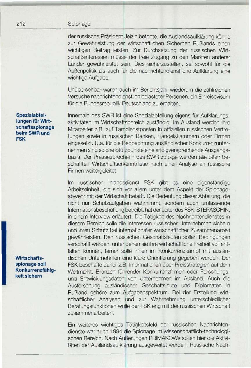 Seite 212 des Verfassungsschutzbericht 1994 Bund