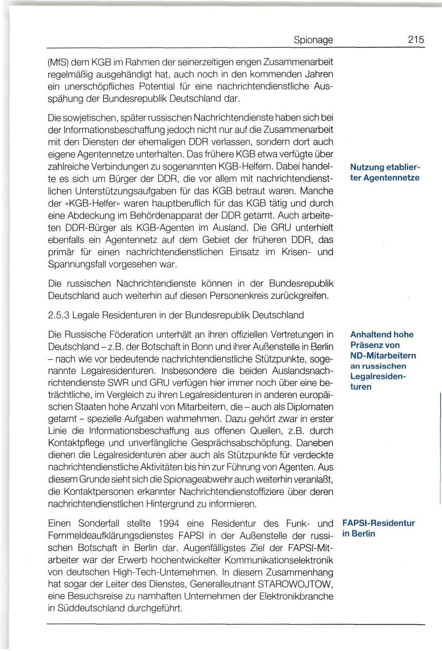 Seite 215 des Verfassungsschutzbericht 1994 Bund