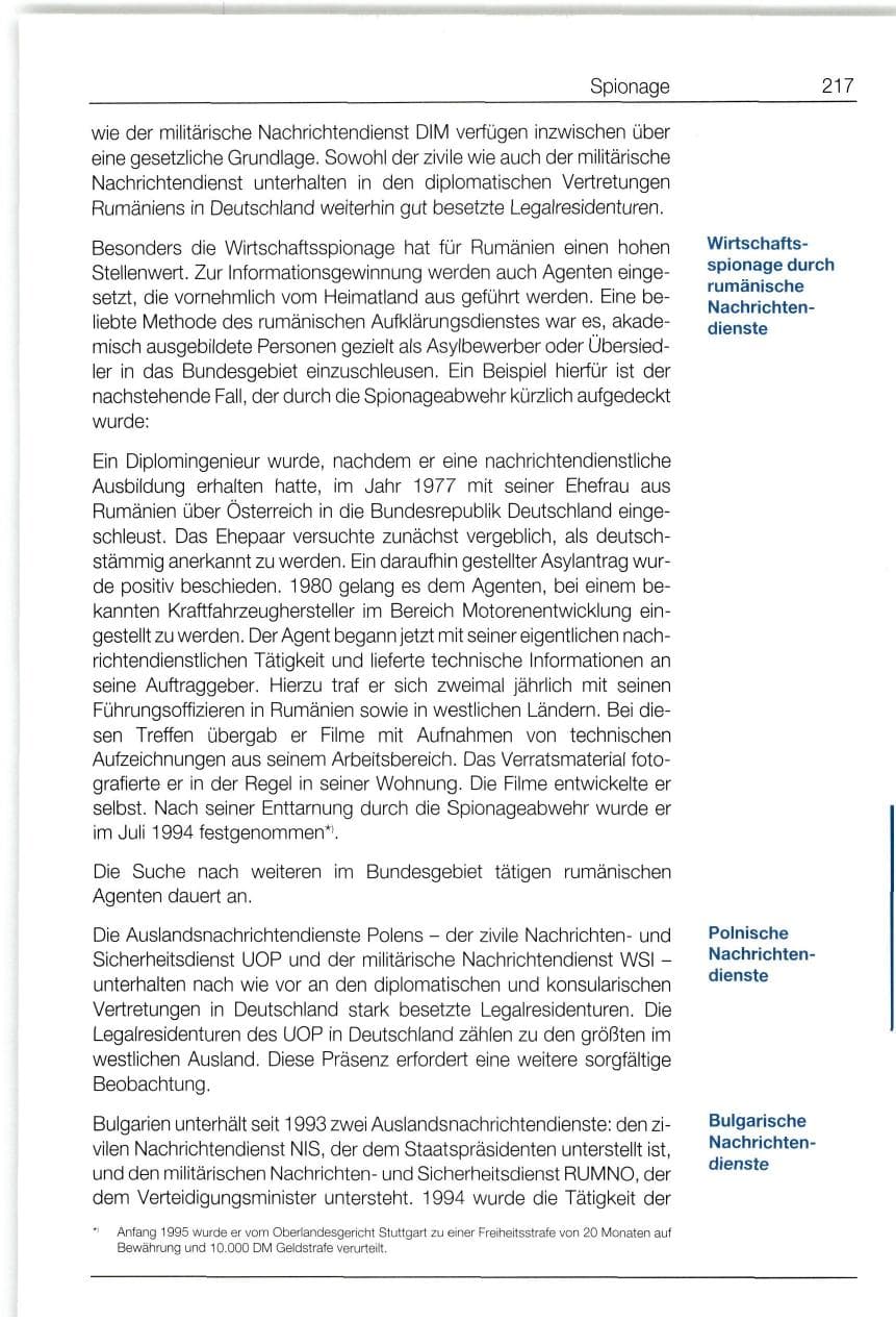 Seite 217 des Verfassungsschutzbericht 1994 Bund