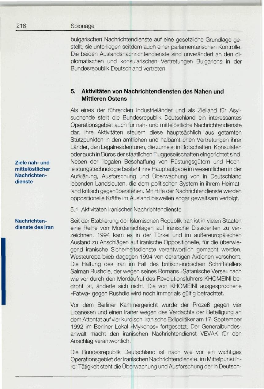 Seite 218 des Verfassungsschutzbericht 1994 Bund