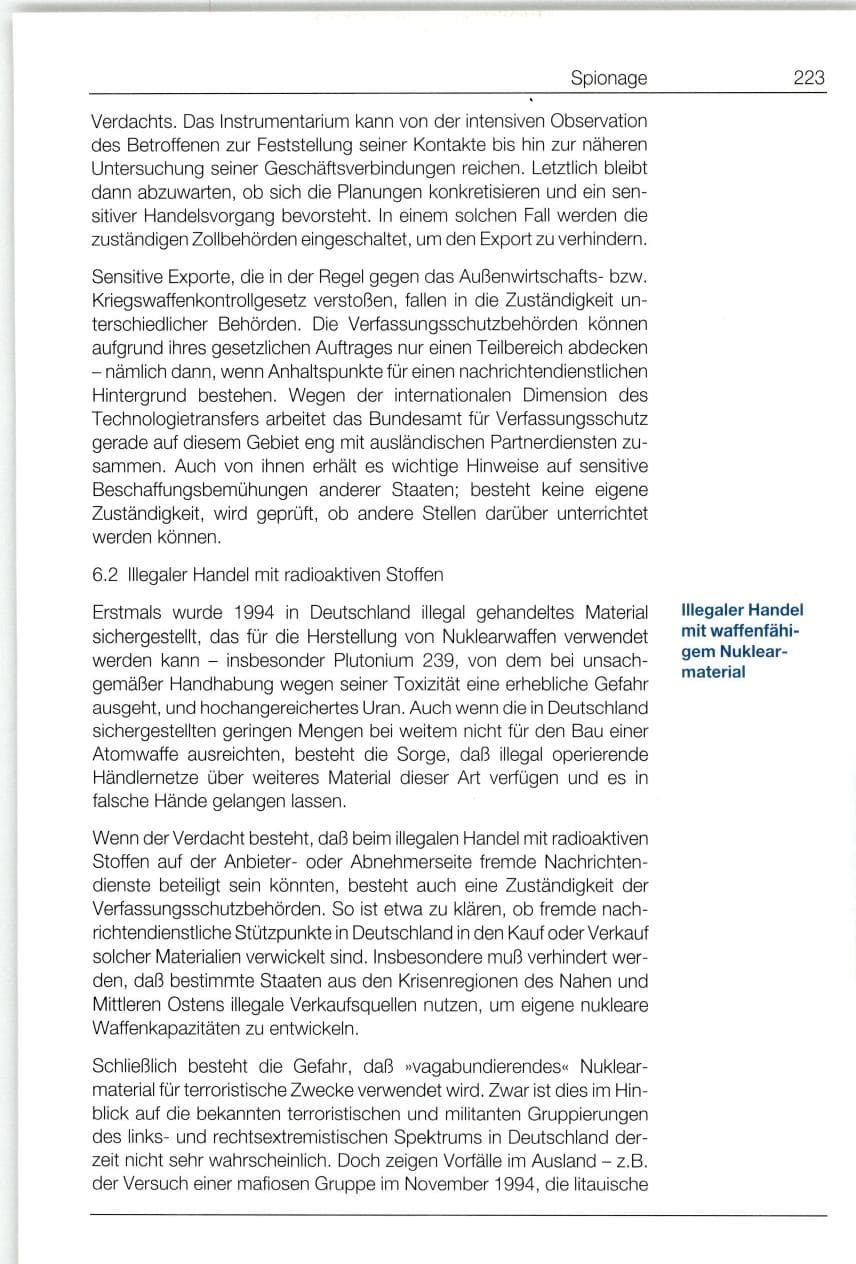 Seite 223 des Verfassungsschutzbericht 1994 Bund