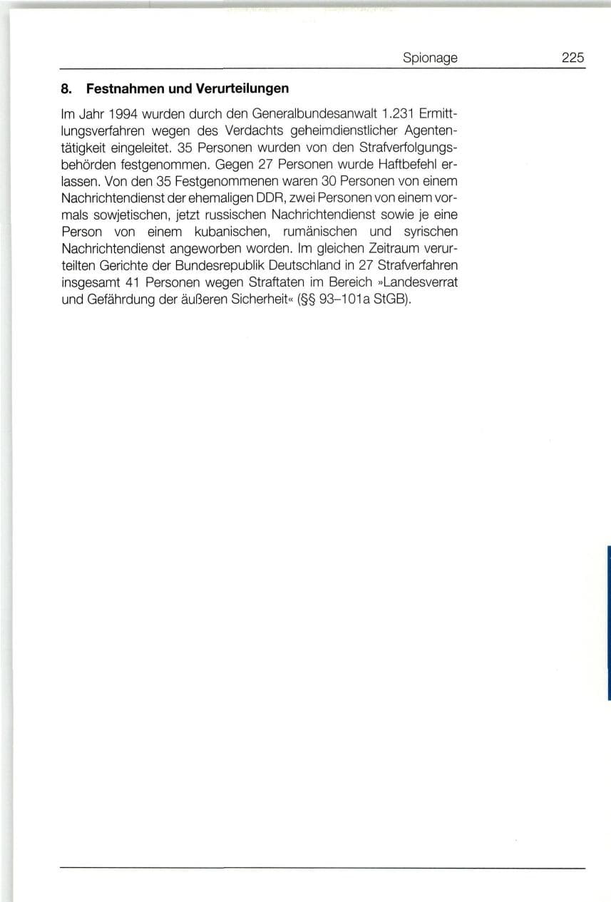 Seite 225 des Verfassungsschutzbericht 1994 Bund
