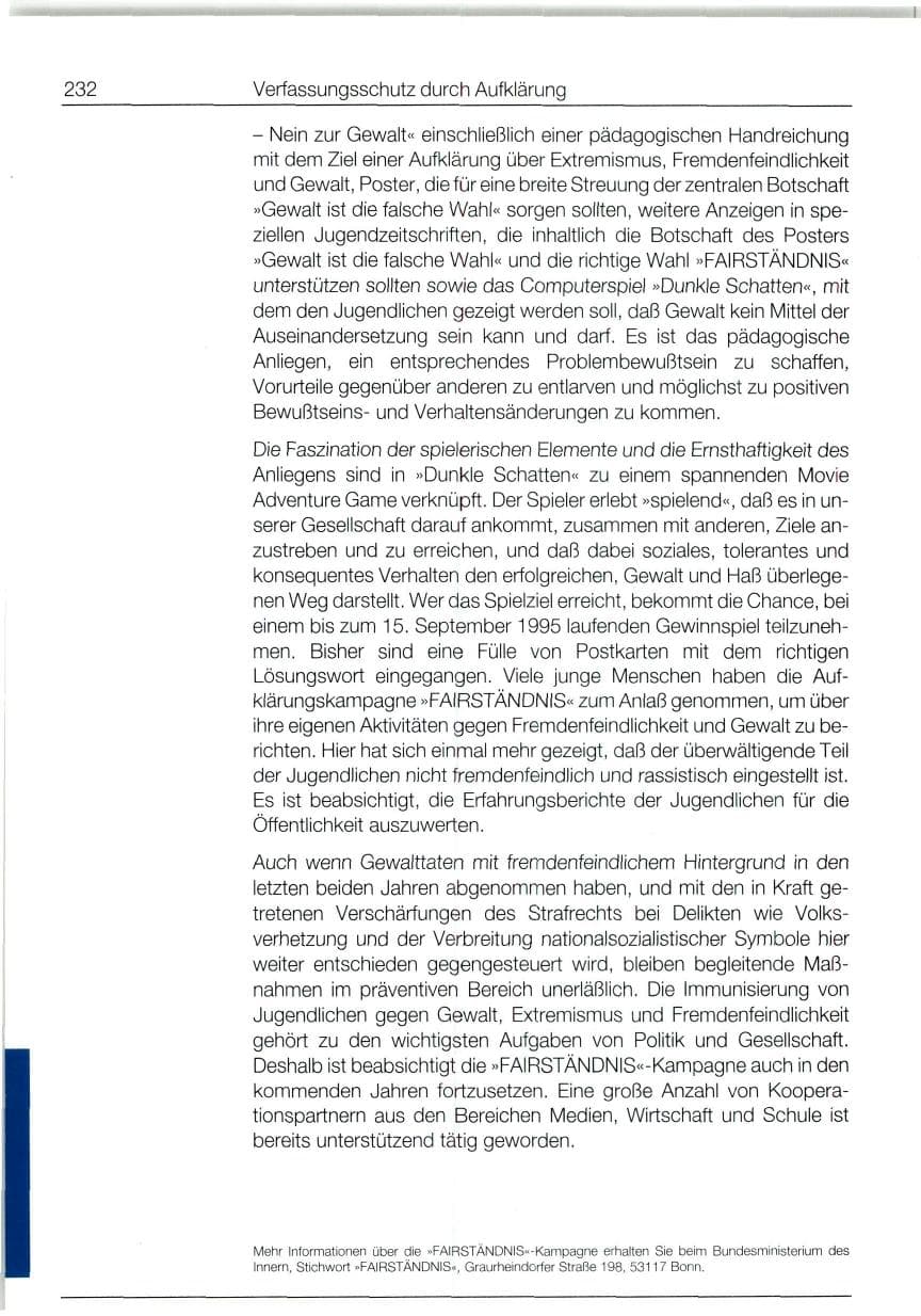 Seite 232 des Verfassungsschutzbericht 1994 Bund