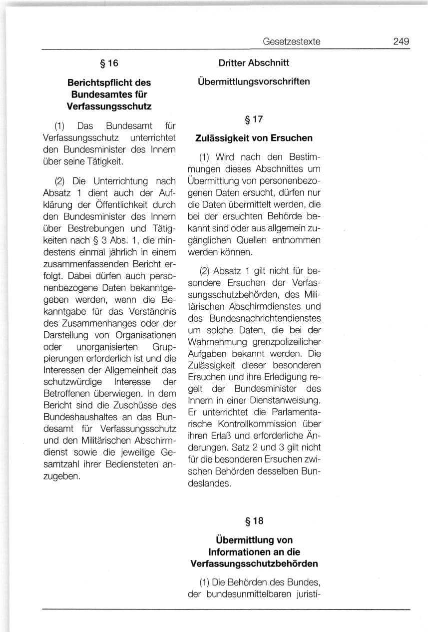 Seite 249 des Verfassungsschutzbericht 1994 Bund