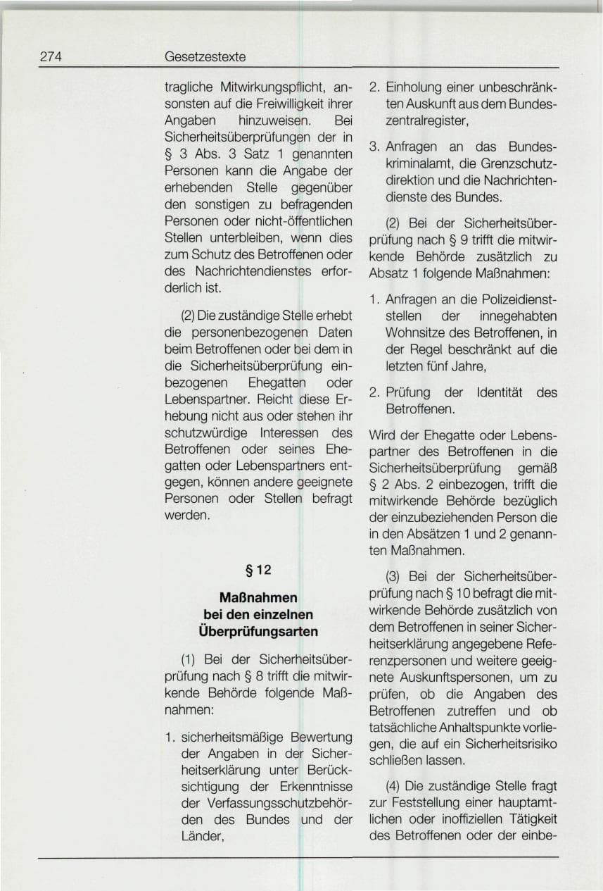 Seite 274 des Verfassungsschutzbericht 1994 Bund