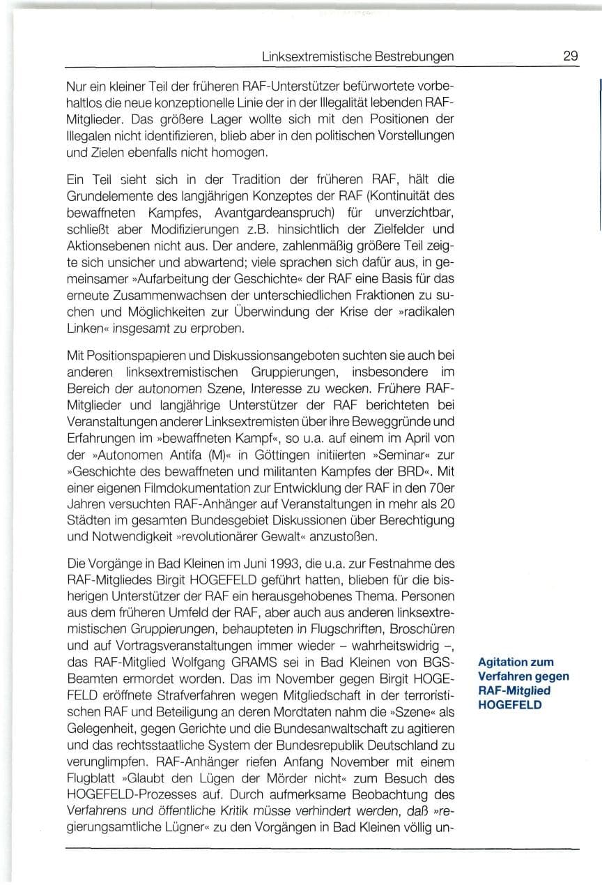 Seite 29 des Verfassungsschutzbericht 1994 Bund