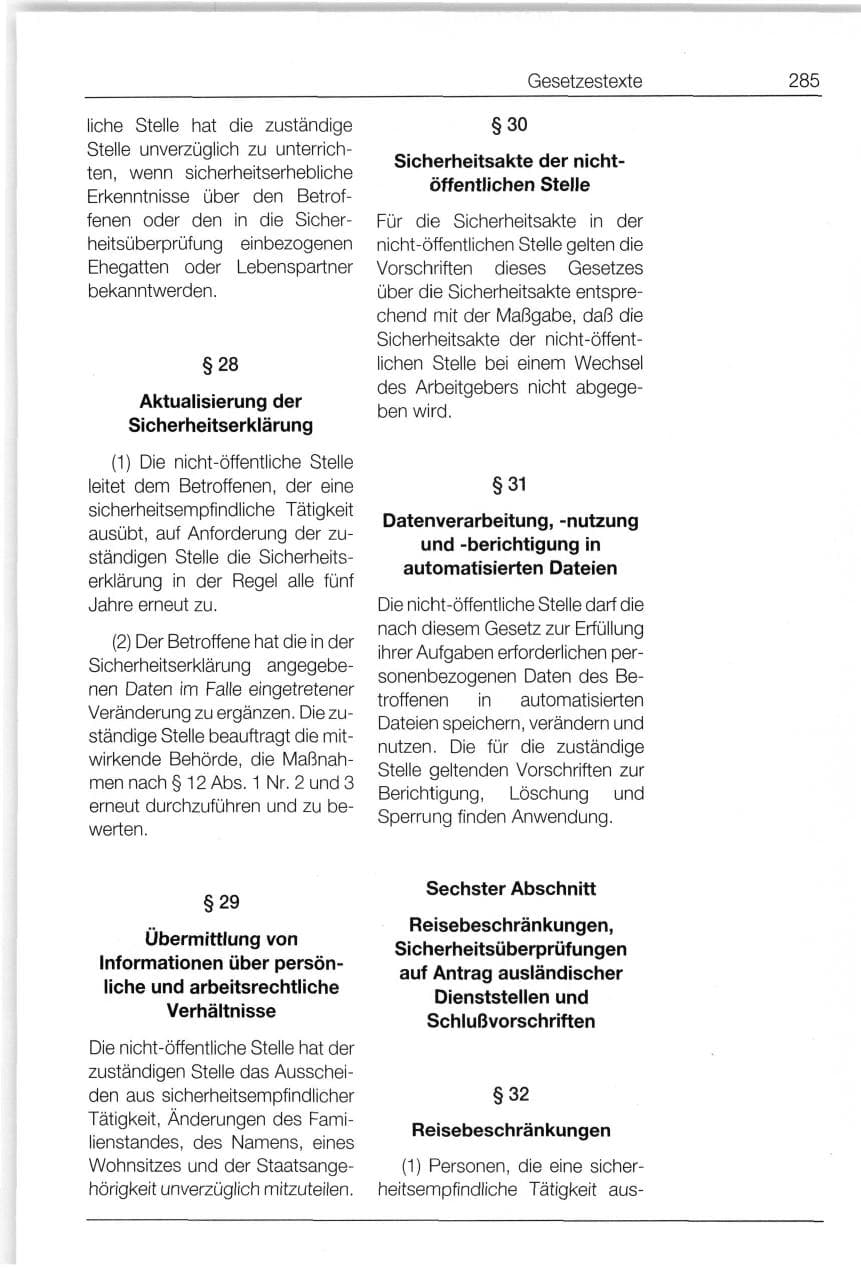 Seite 285 des Verfassungsschutzbericht 1994 Bund