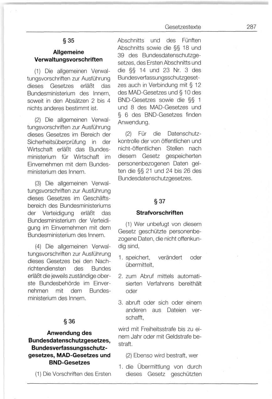 Seite 287 des Verfassungsschutzbericht 1994 Bund