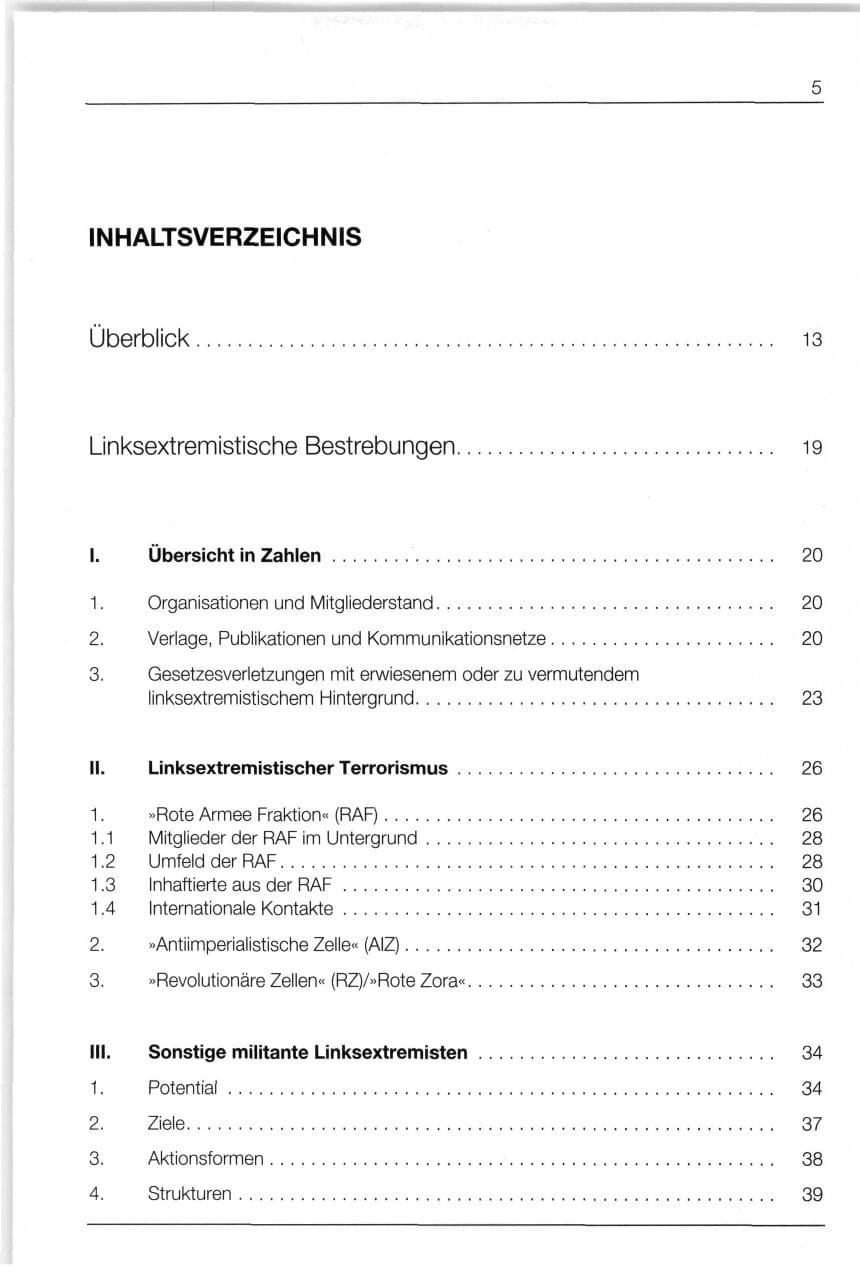 Seite 5 des Verfassungsschutzbericht 1994 Bund