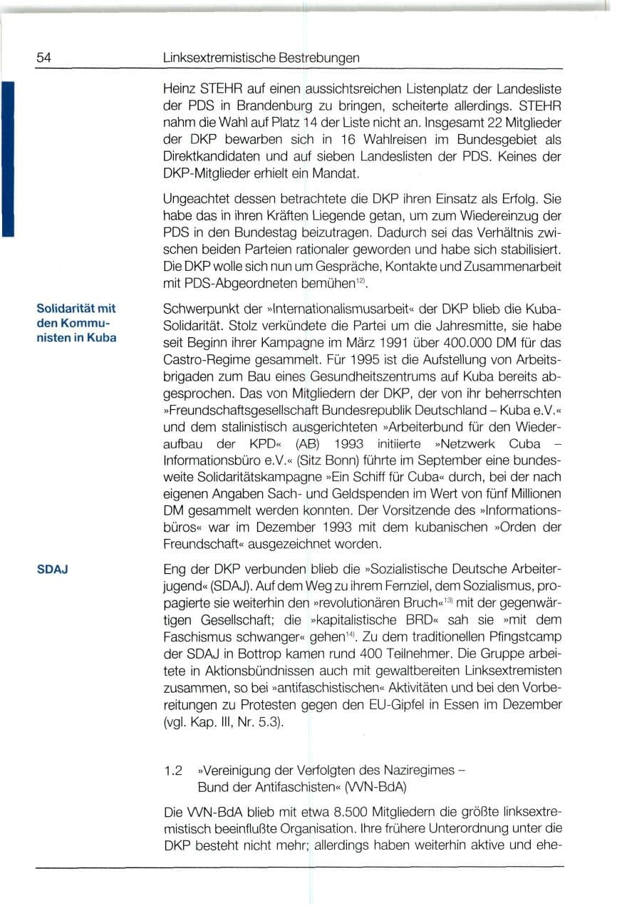 Seite 54 des Verfassungsschutzbericht 1994 Bund