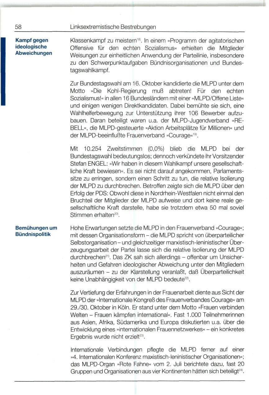 Seite 58 des Verfassungsschutzbericht 1994 Bund