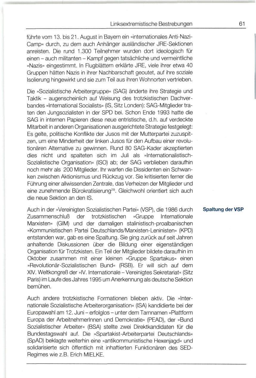 Seite 61 des Verfassungsschutzbericht 1994 Bund
