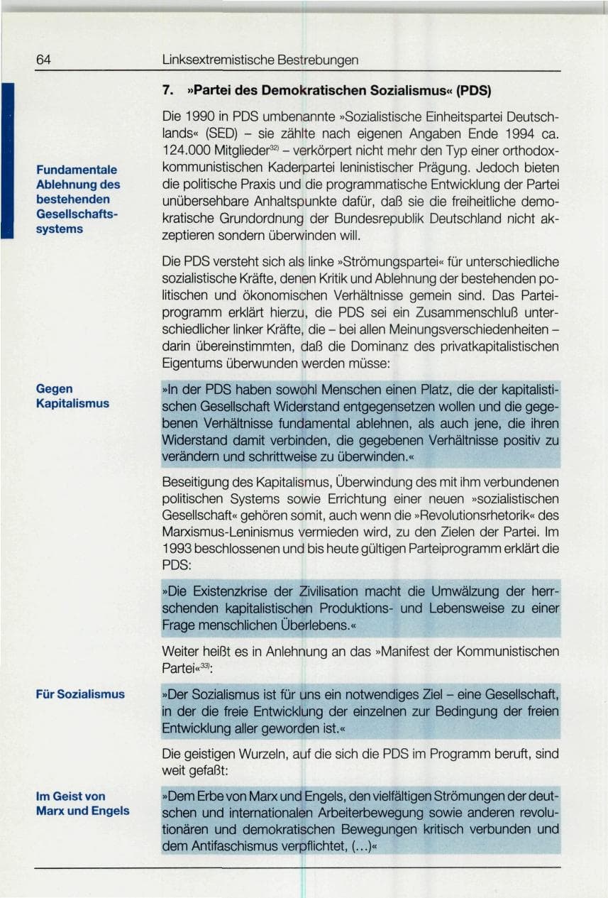 Seite 64 des Verfassungsschutzbericht 1994 Bund
