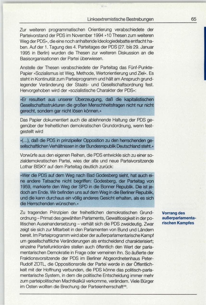 Seite 65 des Verfassungsschutzbericht 1994 Bund