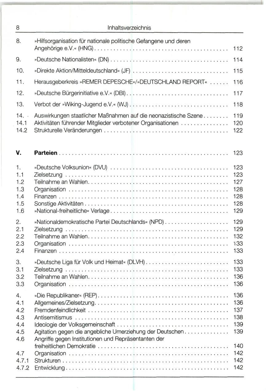 Seite 8 des Verfassungsschutzbericht 1994 Bund