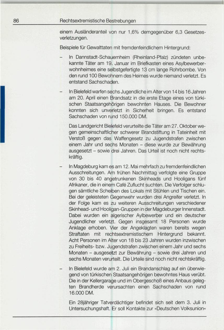 Seite 86 des Verfassungsschutzbericht 1994 Bund